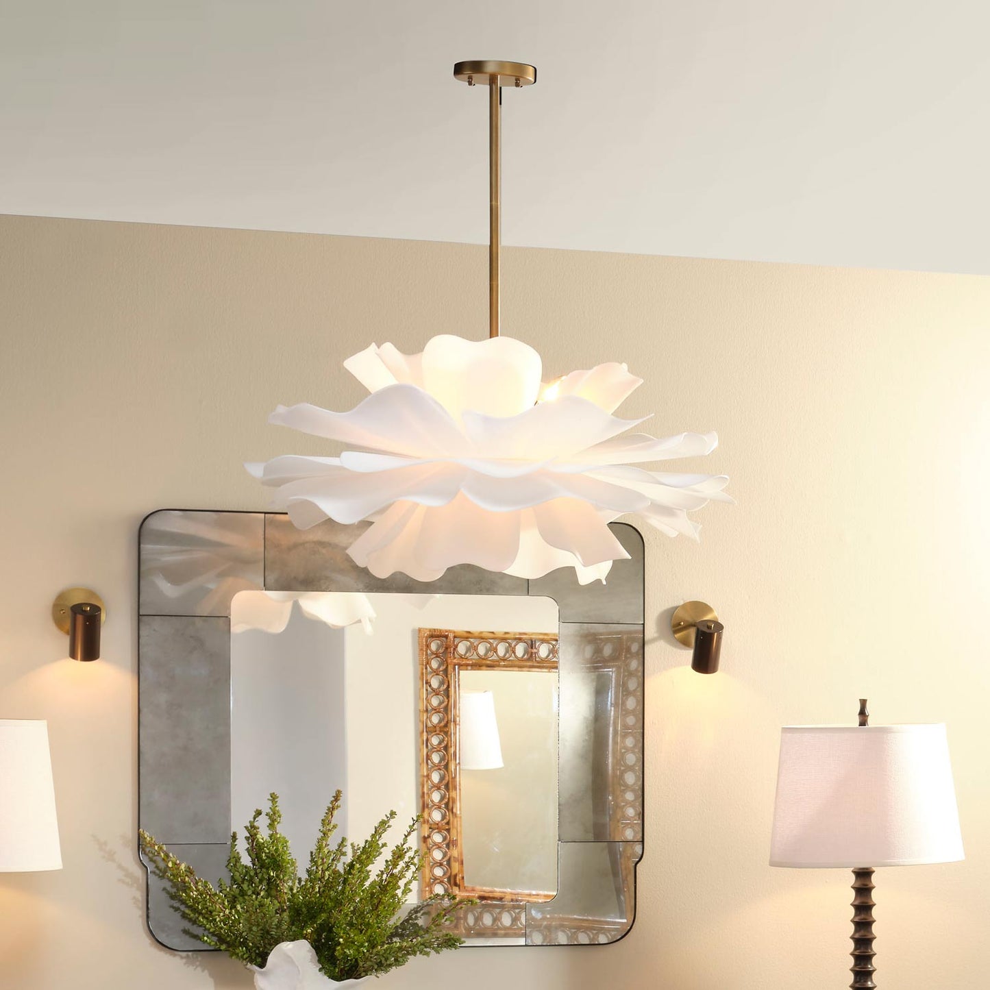 Zinnia Chandelier in living room.