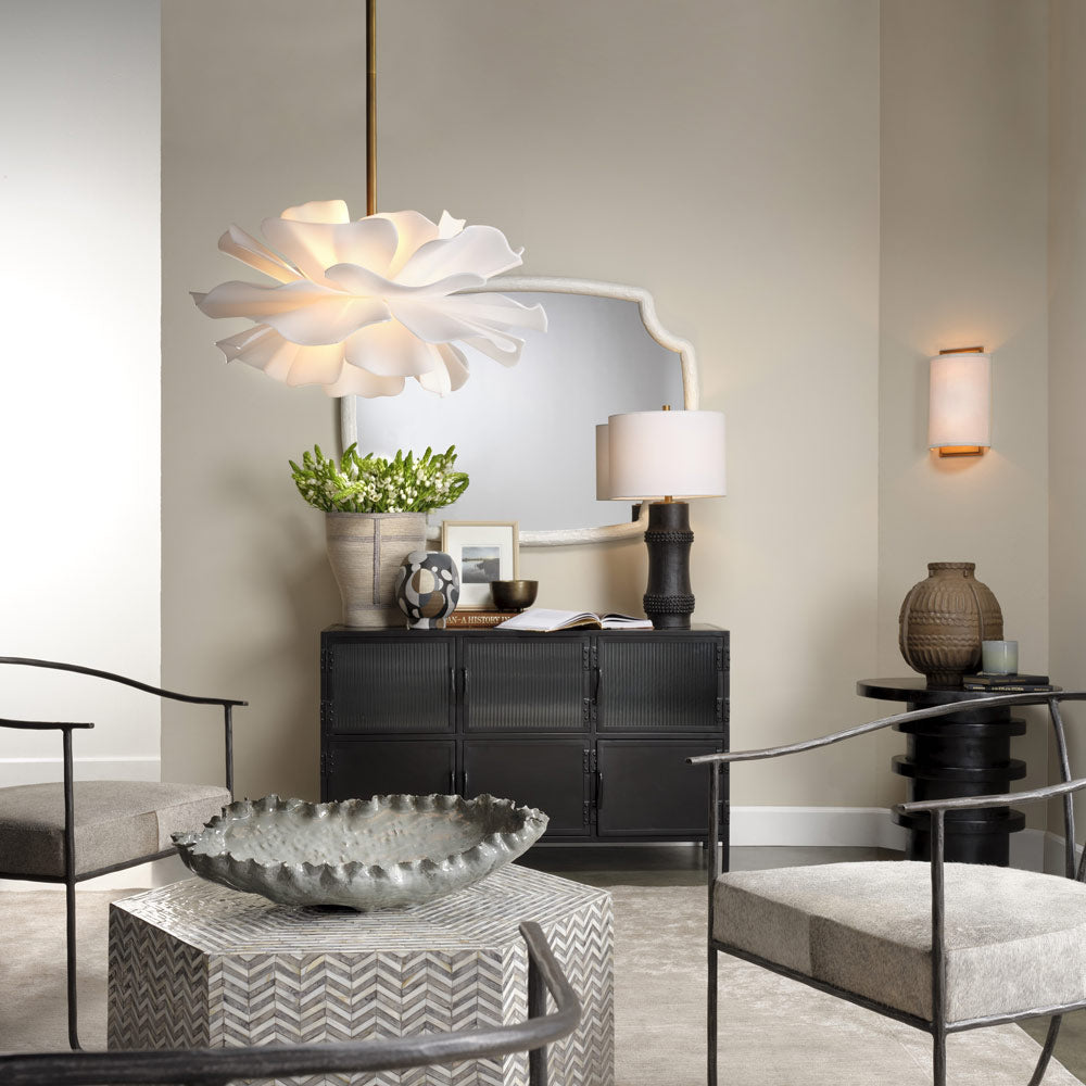 Zinnia Chandelier in living room.