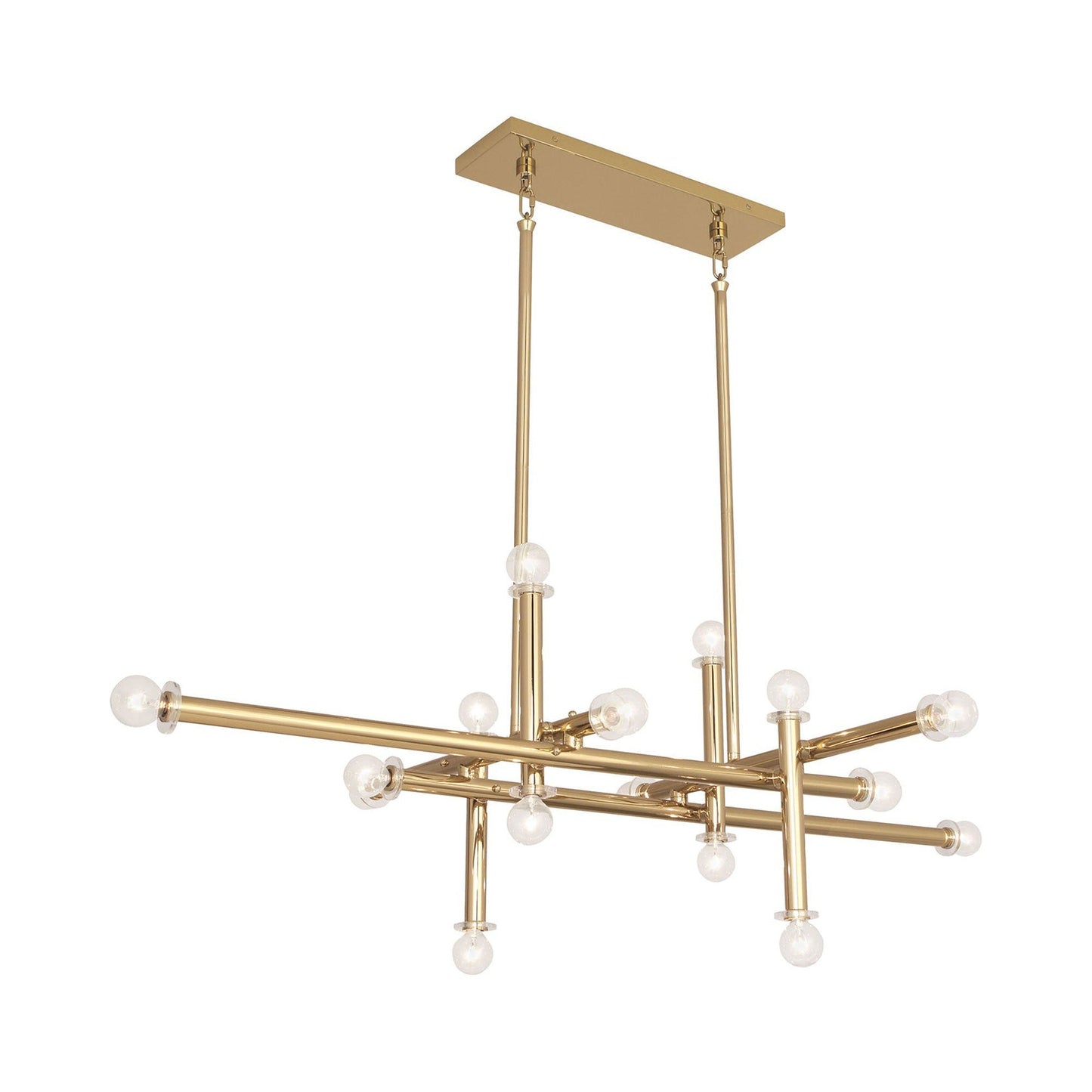 Milano Linear Chandelier in Polished Brass.