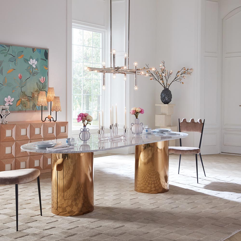 Milano Linear Chandelier in dining room.