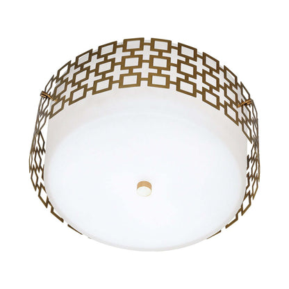 Parker Flush Mount Ceiling Light in Antique Brass.