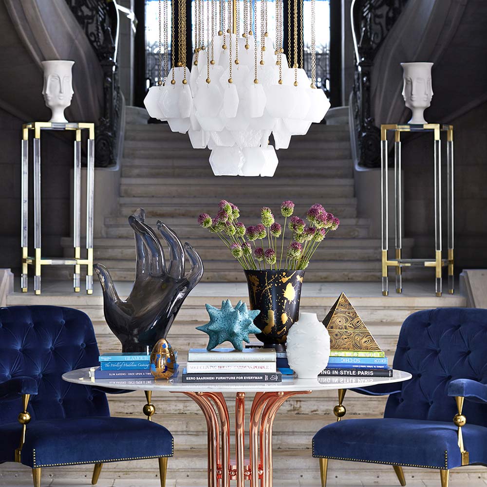 Vienna Multi Light Chandelier in living room.