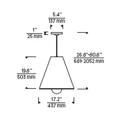 Joni LED Pendant Light - line drawing.