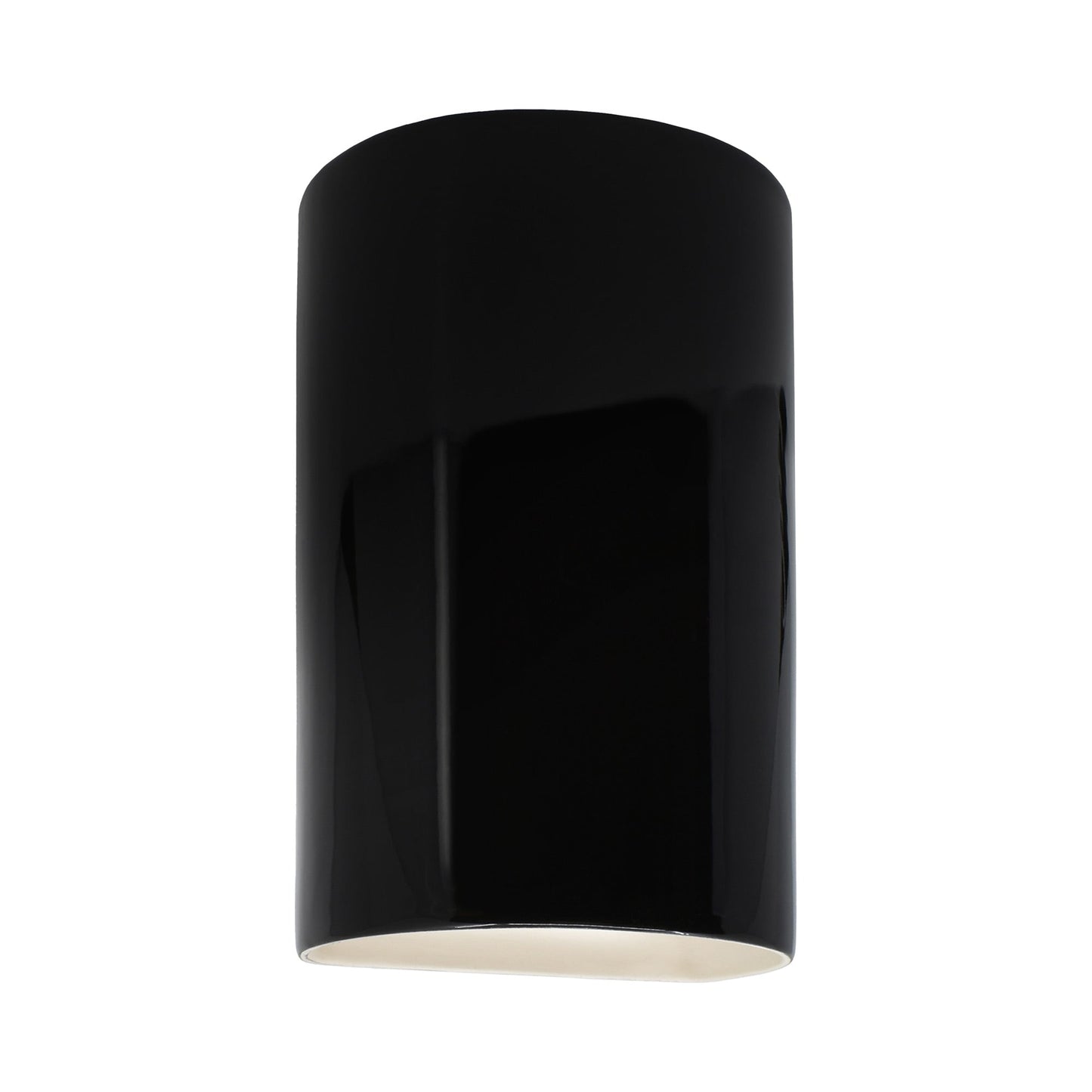 Ambiance ADA Cylinder Closed Top Outdoor Wall Light in Gloss Black.