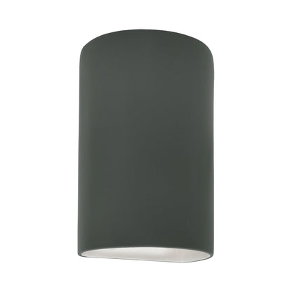 Ambiance ADA Cylinder Closed Top Outdoor Wall Light in Pewter Green.