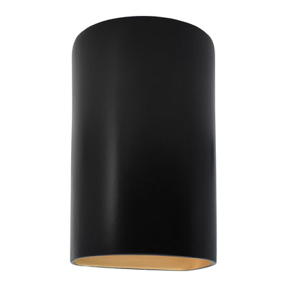 Ambiance ADA Cylinder Open Top and Bottom Wall Light in Carbon Matte Black/Champagne Gold (Large).