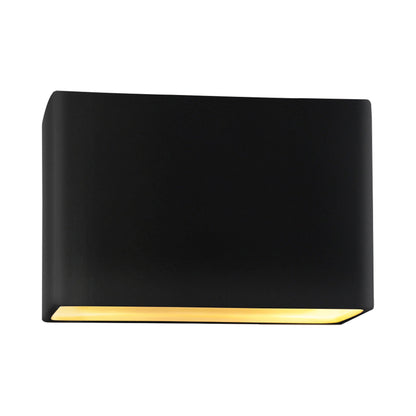 Ambiance ADA Wide Rectangle Open Top and Bottom Wall Light in Carbon Matte Black/Champagne Gold.
