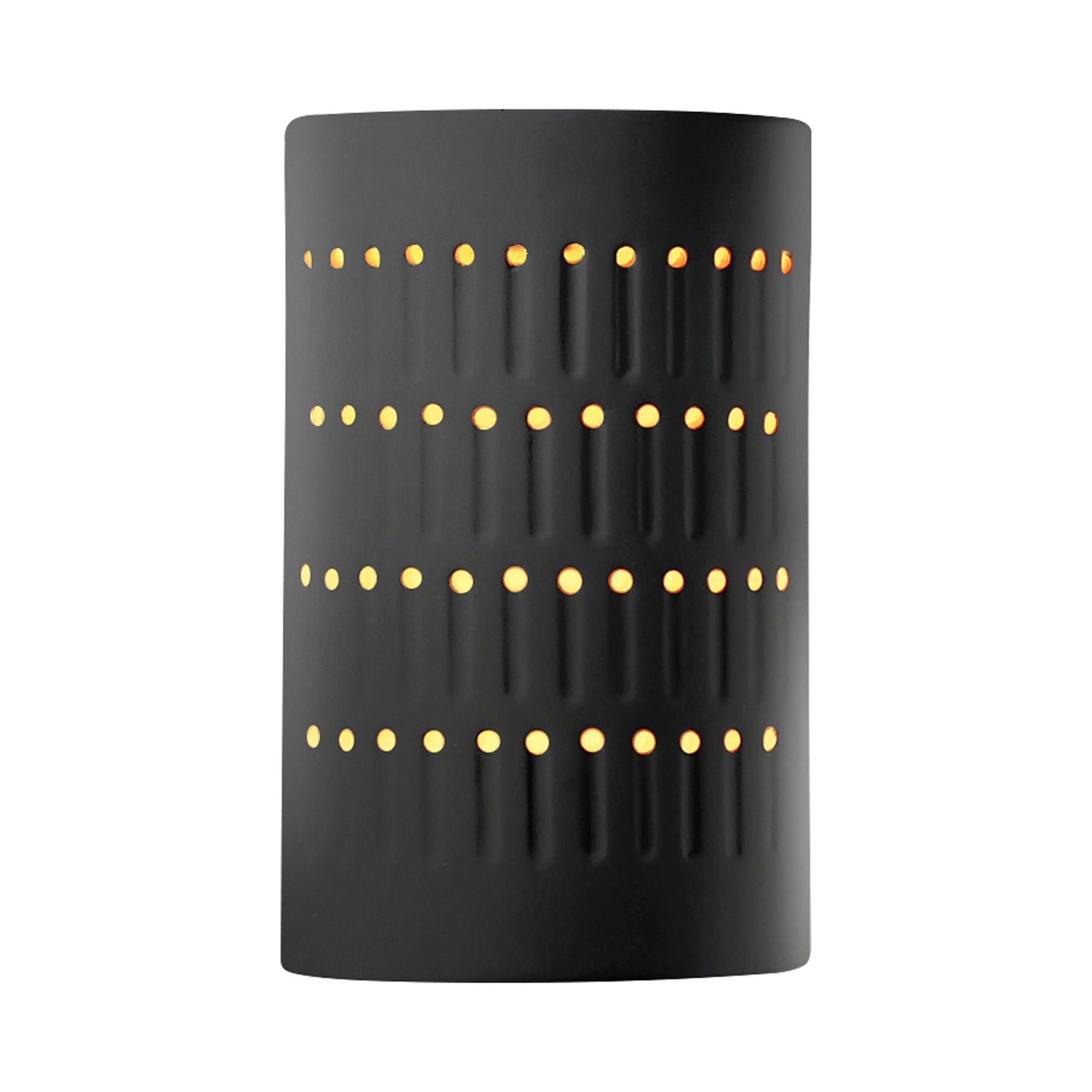 Ambiance Cactus Cylinder Open Top and Bottom Wall Light in Carbon Matte Black/Champagne Gold.