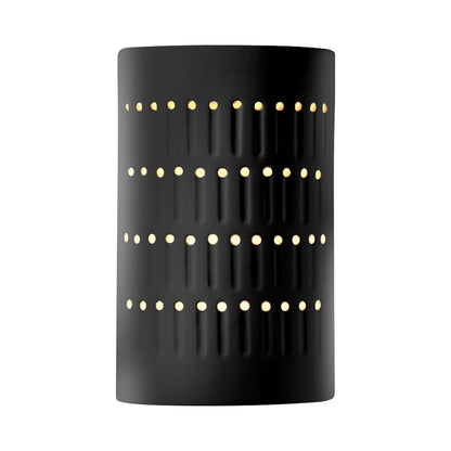 Ambiance Cactus Cylinder Open Top and Bottom Wall Light in Gloss Black.