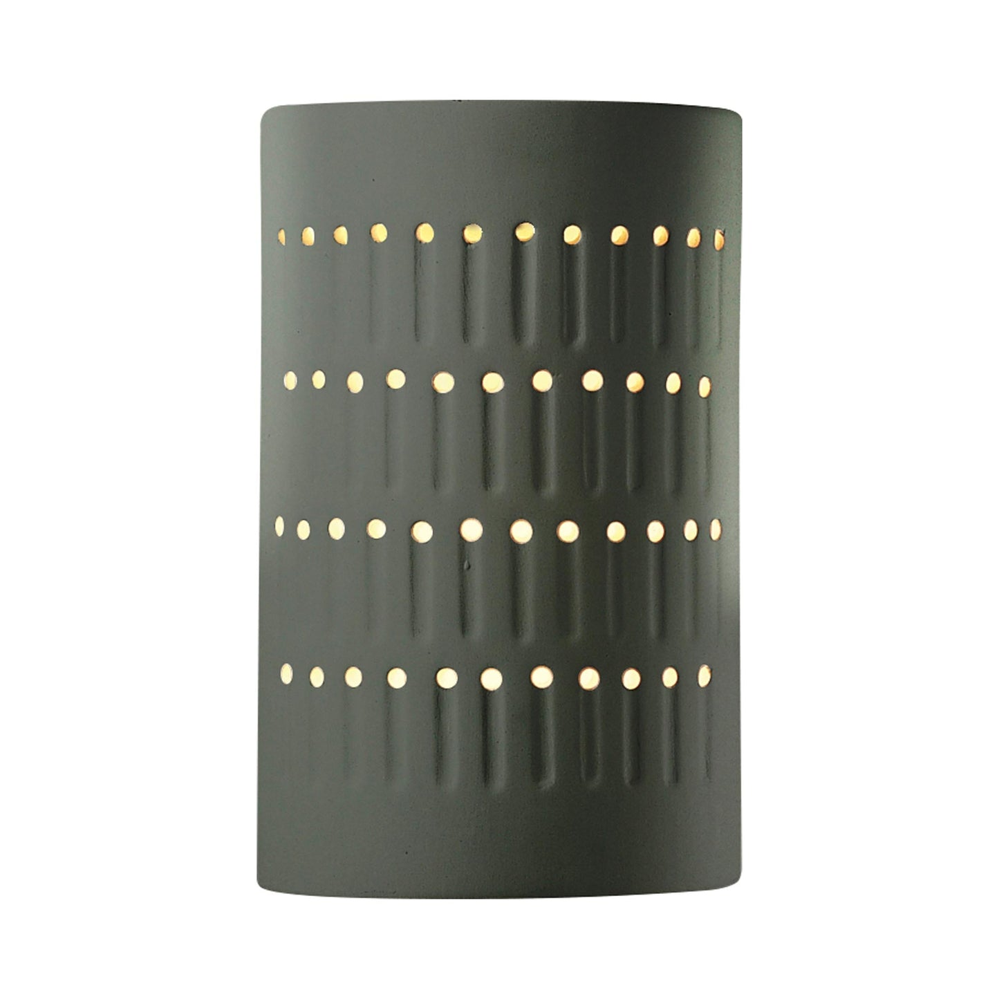 Ambiance Cactus Cylinder Open Top and Bottom Wall Light in Pewter Green.