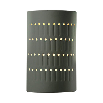 Ambiance Cactus Cylinder Open Top and Bottom Wall Light in Pewter Green.