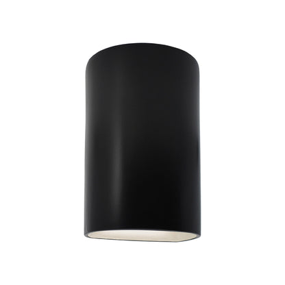 Ambiance Cylinder Closed Top Outdoor Wall Light in Carbon Matte Black (Small).