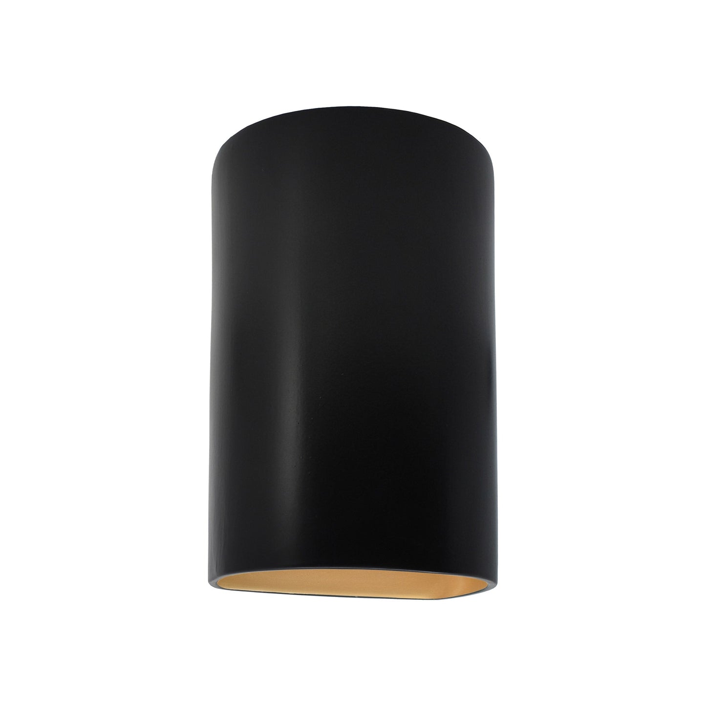 Ambiance Cylinder Closed Top Outdoor Wall Light in Carbon Matte Black/Champagne Gold (Small).