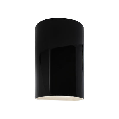 Ambiance Cylinder Closed Top Outdoor Wall Light in Gloss Black (Small).