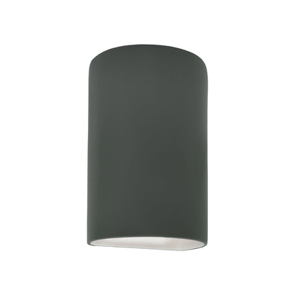 Ambiance Cylinder Closed Top Outdoor Wall Light in Pewter Green (Small).