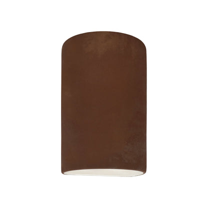 Ambiance Cylinder Closed Top Outdoor Wall Light in Real Rust (Small).