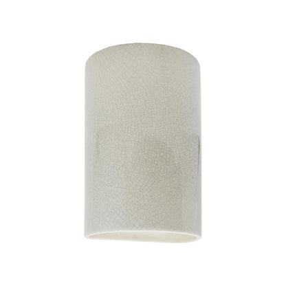 Ambiance Cylinder Closed Top Outdoor Wall Light in White Crackle (Small).