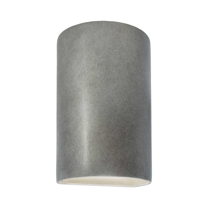 Ambiance Cylinder Closed Top Outdoor Wall Light in Antique Silver (Large).