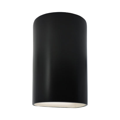 Ambiance Cylinder Closed Top Outdoor Wall Light in Carbon Matte Black (Large).