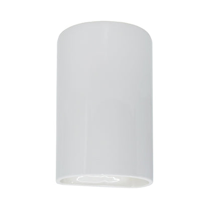 Ambiance Cylinder Closed Top Outdoor Wall Light in Gloss White (Large).