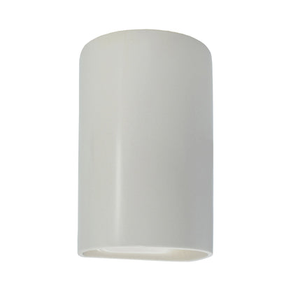 Ambiance Cylinder Closed Top Outdoor Wall Light in Matte White (Large).