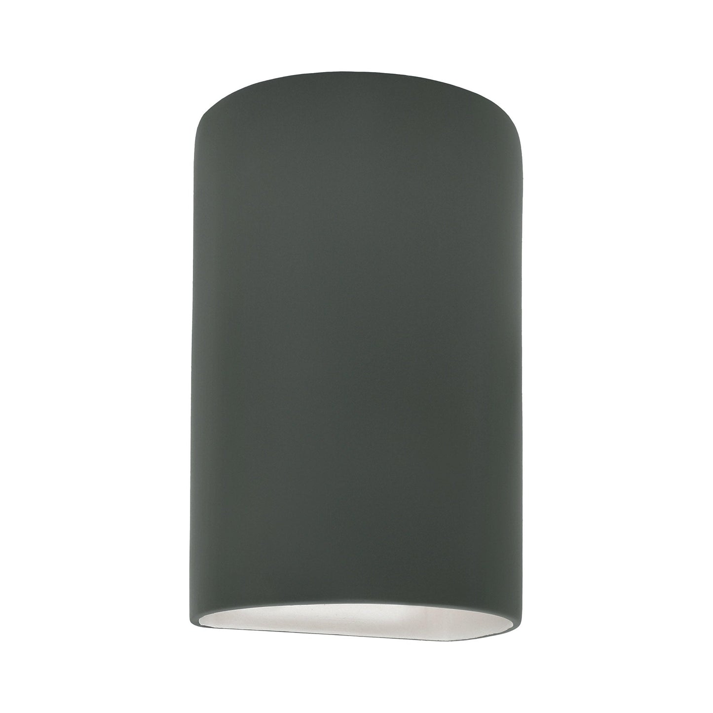 Ambiance Cylinder Closed Top Outdoor Wall Light in Pewter Green (Large).