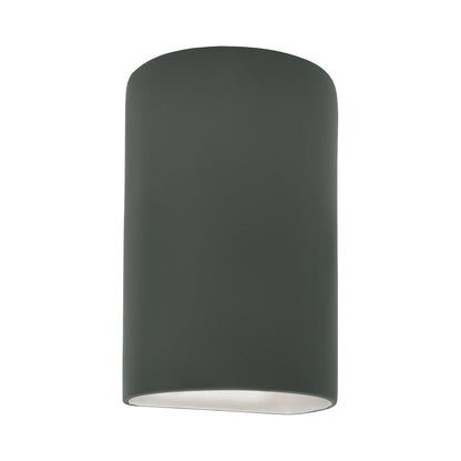 Ambiance Cylinder Closed Top Outdoor Wall Light in Pewter Green (Large).
