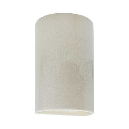 Ambiance Cylinder Closed Top Outdoor Wall Light in White Crackle (Large).
