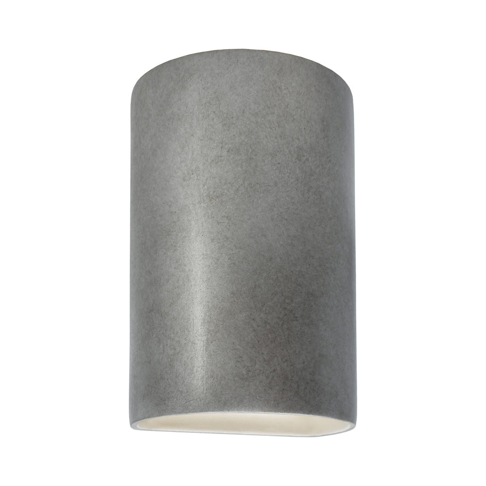 Ambiance Cylinder Closed Top Wall Light in Antique Silver.