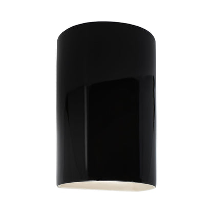 Ambiance Cylinder Closed Top Wall Light in Gloss Black.