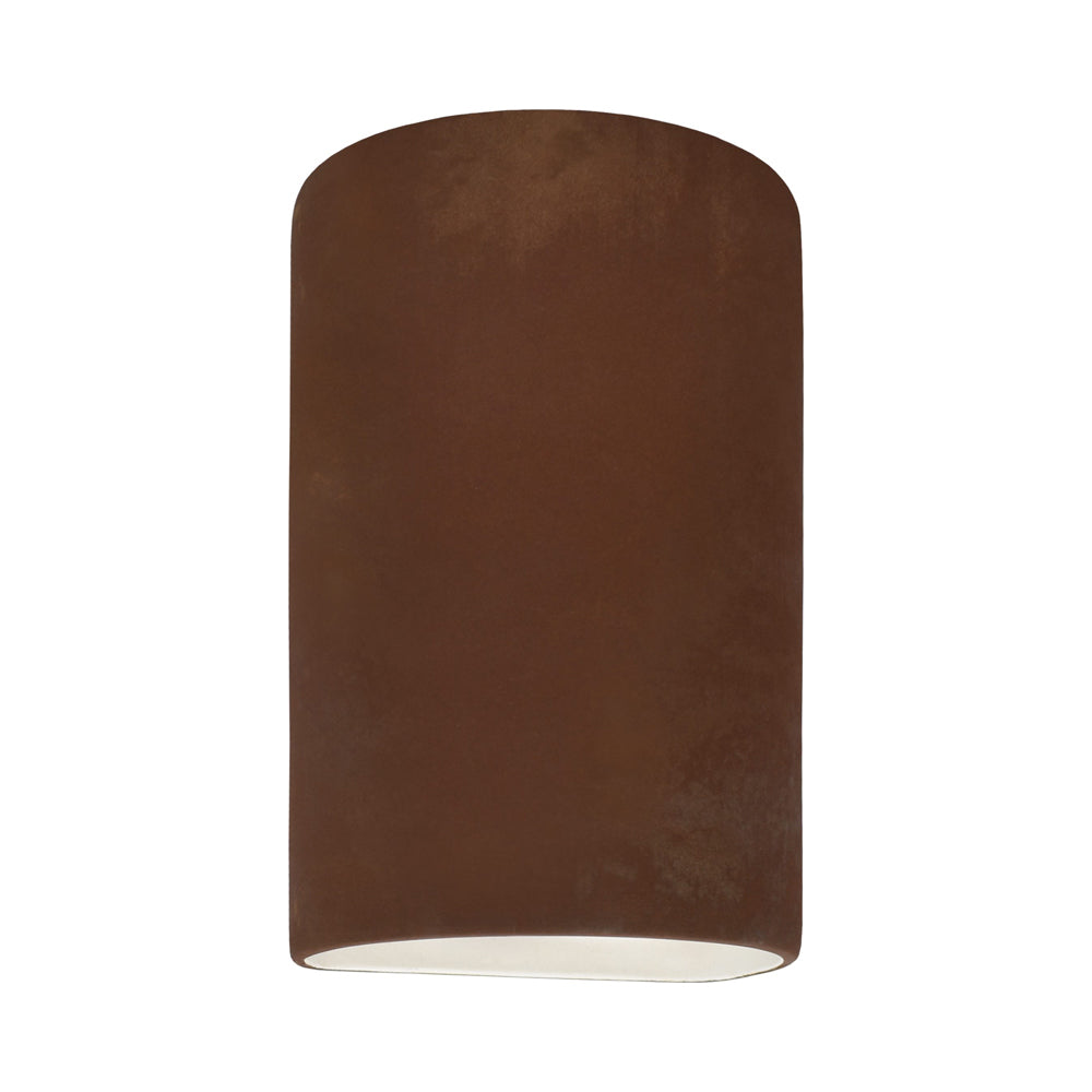 Ambiance Cylinder Closed Top Wall Light in Real Rust.