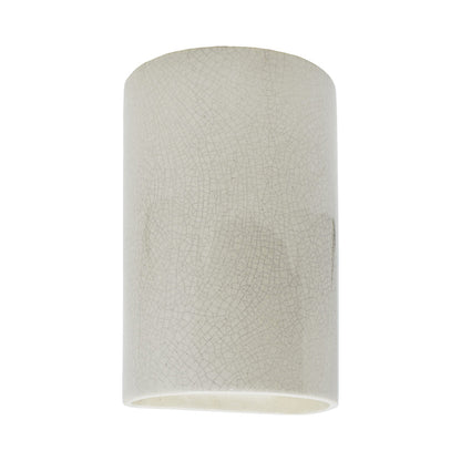 Ambiance Cylinder Closed Top Wall Light in White Crackle.