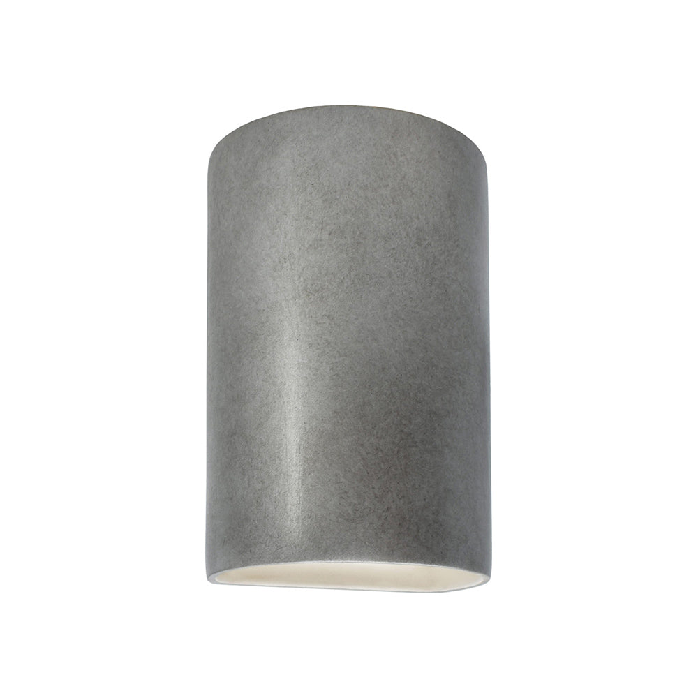 Ambiance Cylinder Open Top and Bottom Outdoor Wall Light in Antique Silver (Small).