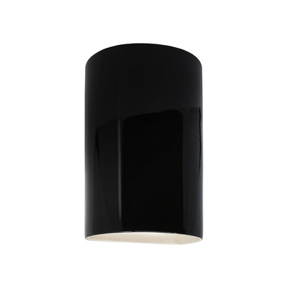 Ambiance Cylinder Open Top and Bottom Outdoor Wall Light in Gloss Black (Small).