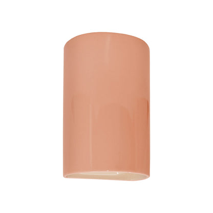 Ambiance Cylinder Open Top and Bottom Outdoor Wall Light in Gloss Blush (Small).