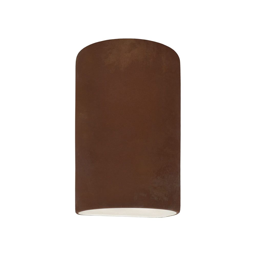 Ambiance Cylinder Open Top and Bottom Outdoor Wall Light in Real Rust (Small).