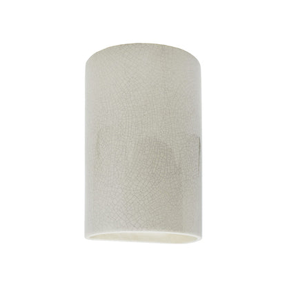 Ambiance Cylinder Open Top and Bottom Outdoor Wall Light in White Crackle (Small).