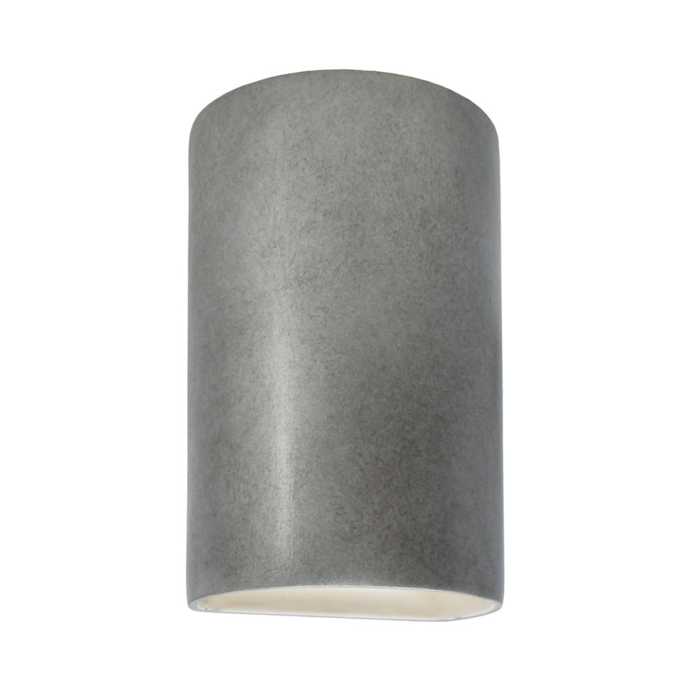 Ambiance Cylinder Open Top and Bottom Outdoor Wall Light in Antique Silver (Large).