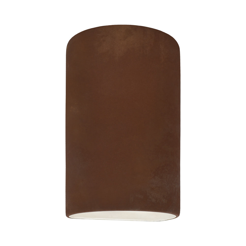 Ambiance Cylinder Open Top and Bottom Outdoor Wall Light in Real Rust (Large).