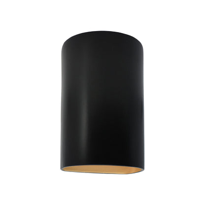 Ambiance Cylinder Open Top and Bottom Wall Light in Carbon Matte Black/Champagne Gold (Small).
