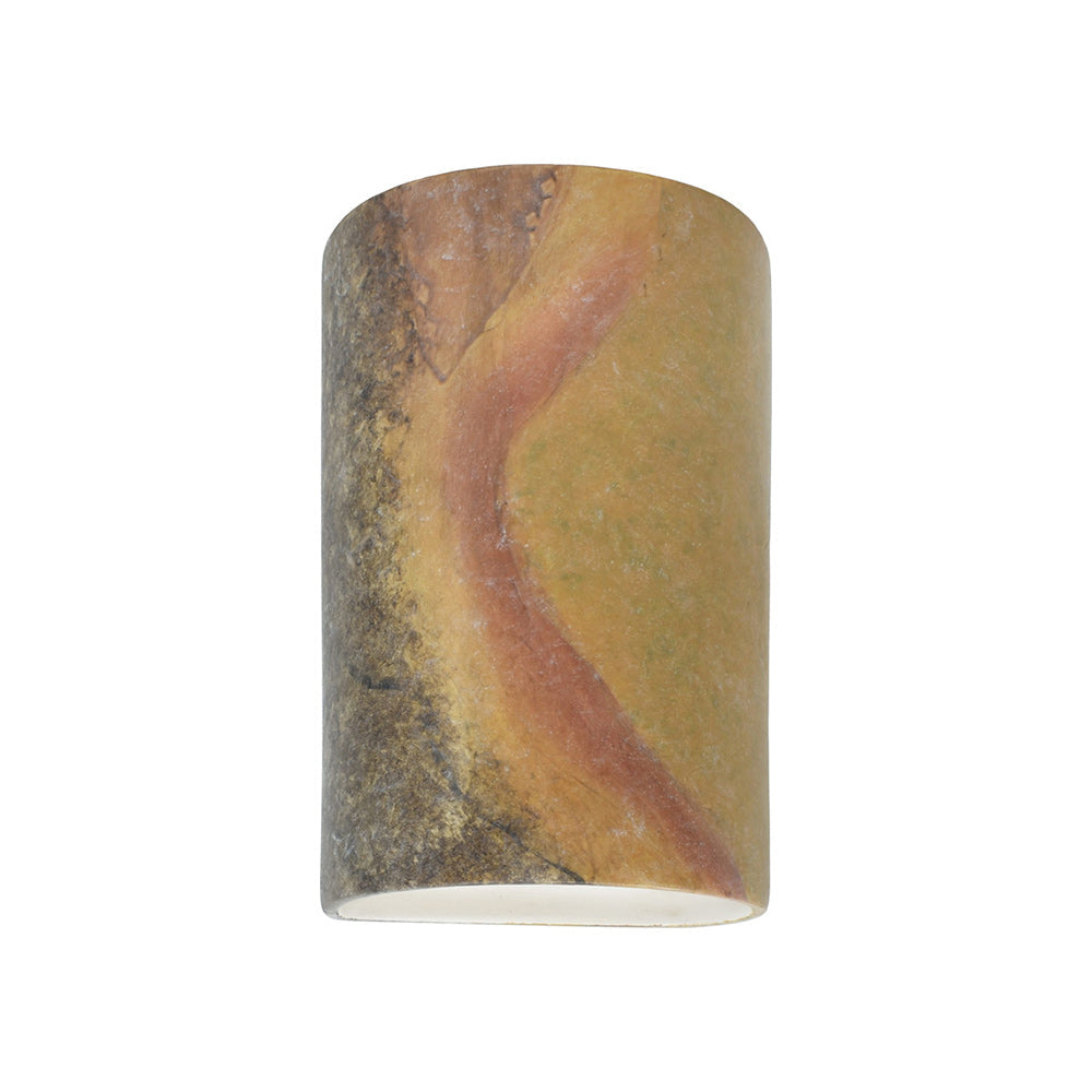 Ambiance Cylinder Open Top and Bottom Wall Light in Harvest Yellow Slate (Small).