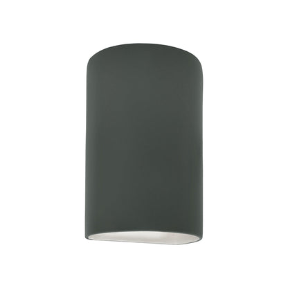 Ambiance Cylinder Open Top and Bottom Wall Light in Pewter Green (Small).