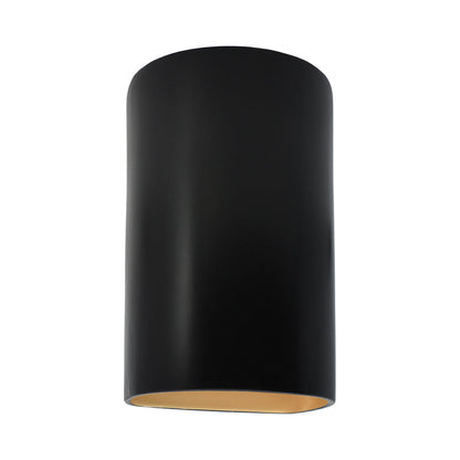 Ambiance Cylinder Open Top and Bottom Wall Light in Carbon Matte Black/Champagne Gold (Large).