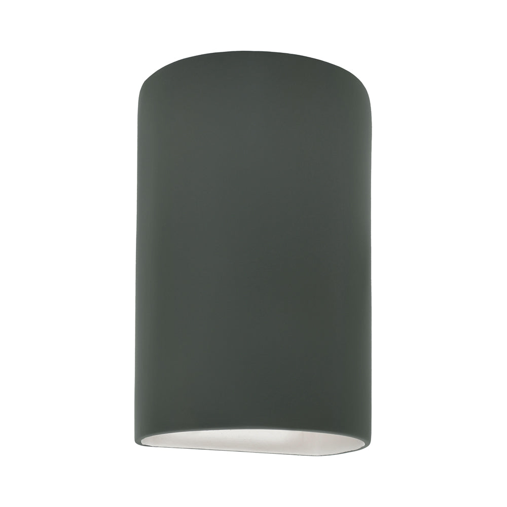 Ambiance Cylinder Open Top and Bottom Wall Light in Pewter Green (Large).
