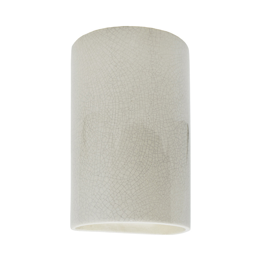 Ambiance Cylinder Open Top and Bottom Wall Light in White Crackle (Large).