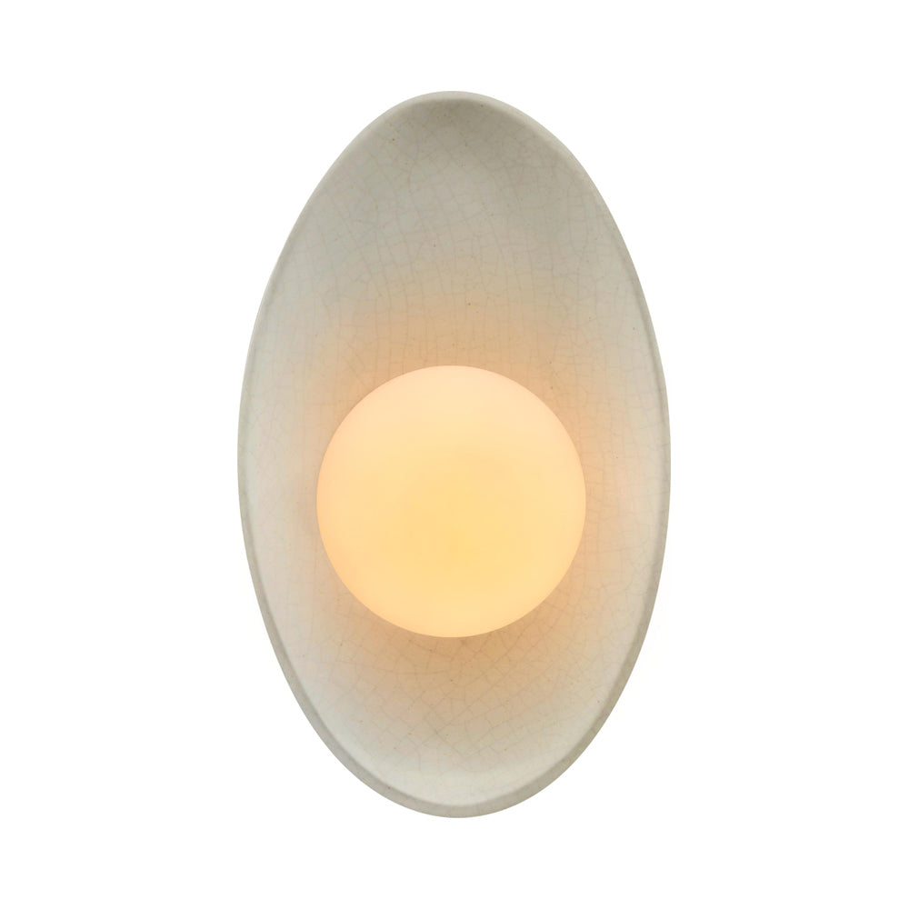 Ambiance Oval Coupe Wall Light in White Crackle.