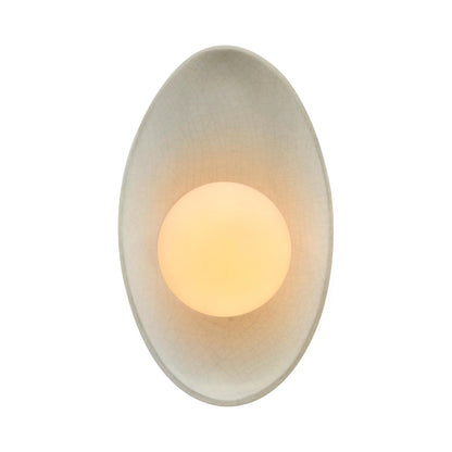 Ambiance Oval Coupe Wall Light in White Crackle.