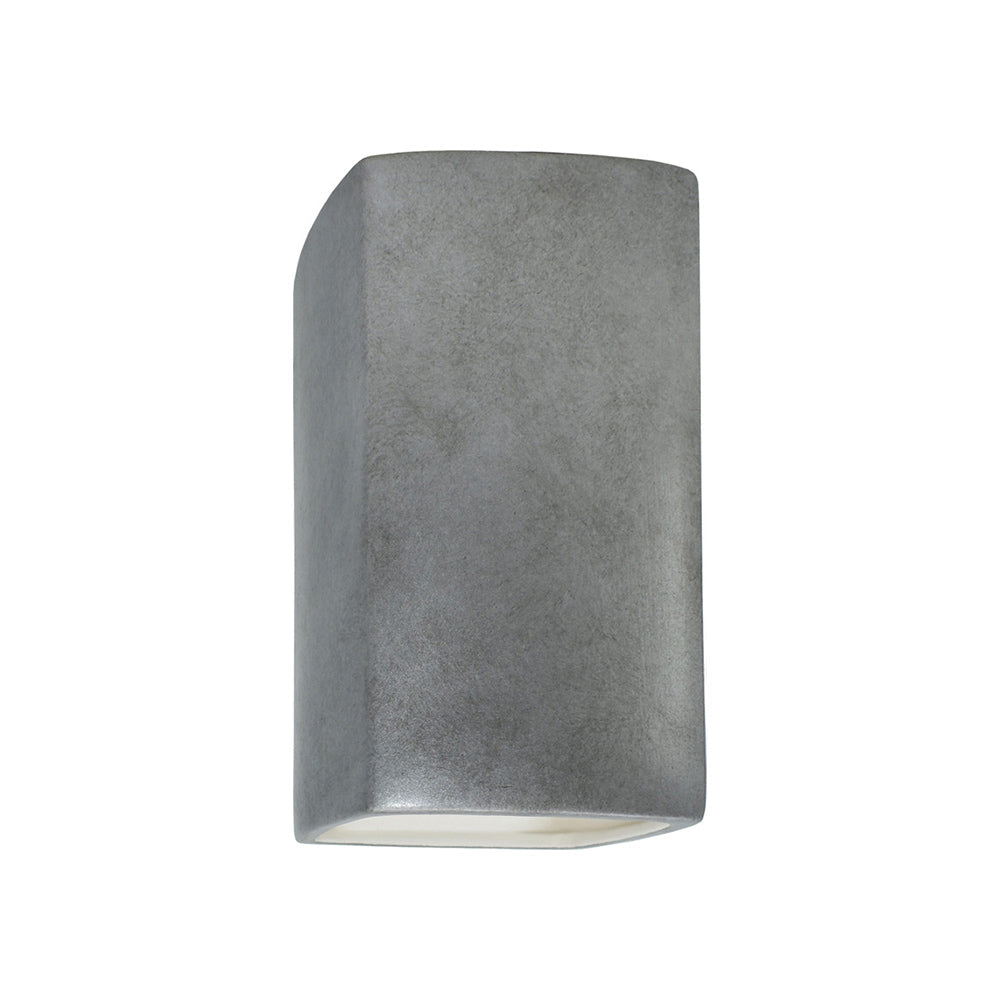 Ambiance Rectangle Closed Top Outdoor Wall Light in Antique Silver (Small).