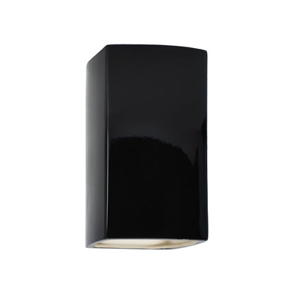 Ambiance Rectangle Closed Top Outdoor Wall Light in Gloss Black (Small).