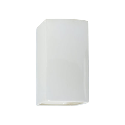 Ambiance Rectangle Closed Top Outdoor Wall Light in Gloss White (Small).